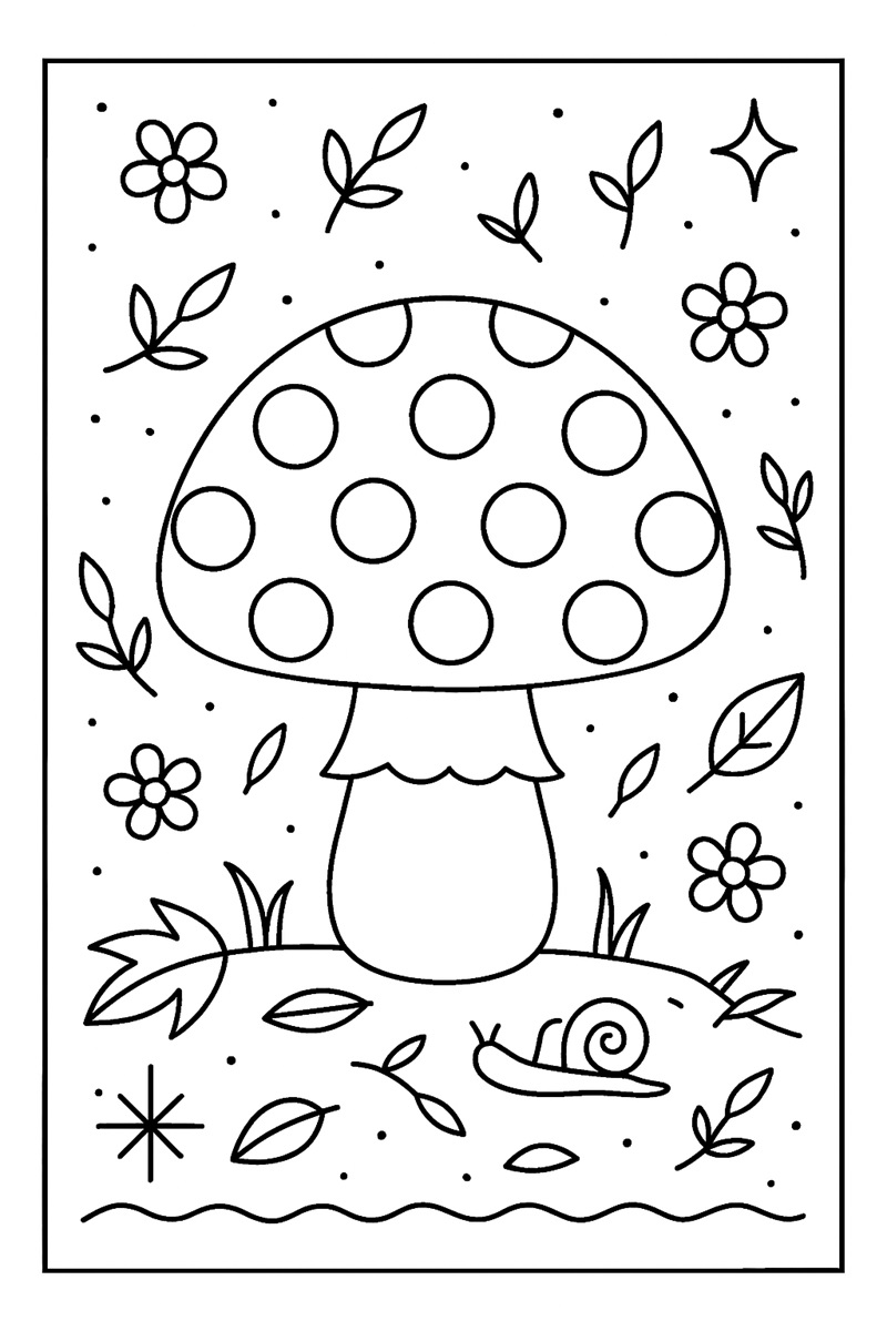 Coloriage champignon à pois