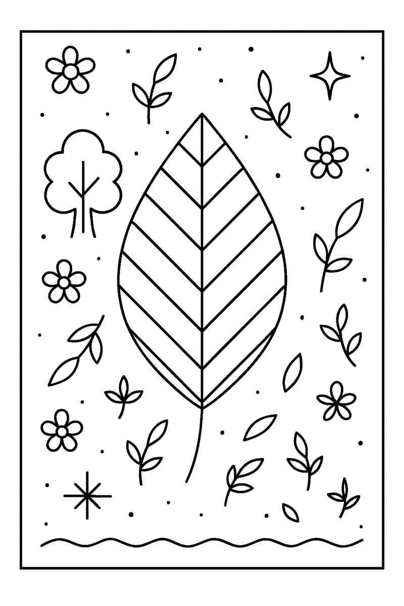 Coloriage feuille à nervures