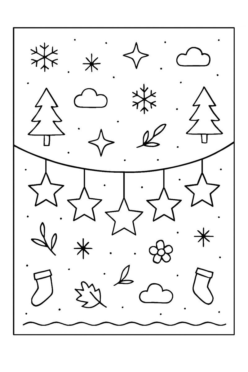 Coloriage guirlande en étoiles