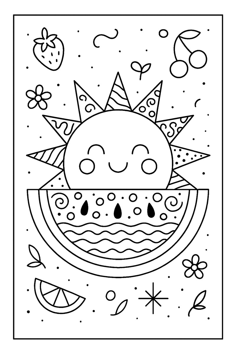 Coloriage pastèque à décorer