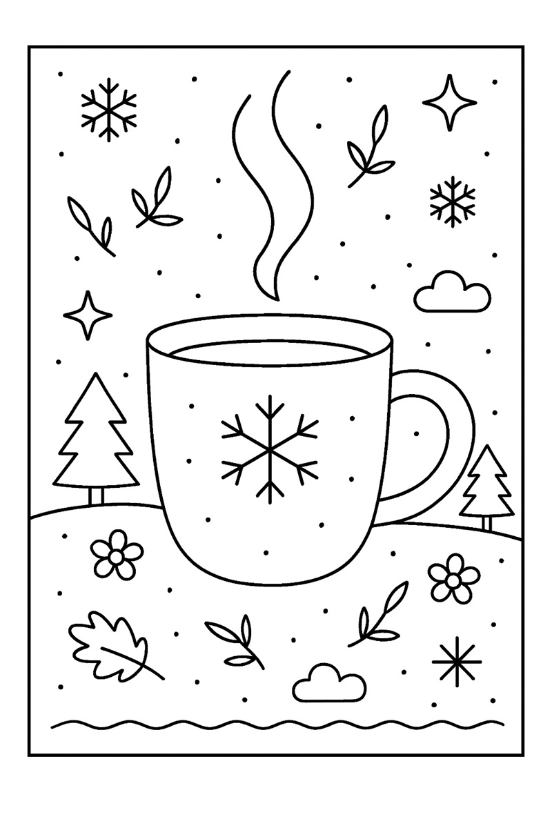 Coloriage tasse avec flocon