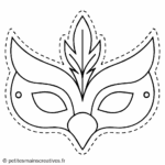 Gabarit de masque fantaisie aux formes abstraites et magiques à colorier et décorer, format A4 pour enfant.