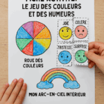 Enfants jouant au Jeu des Couleurs pour explorer et exprimer leurs émotions à travers les couleurs.