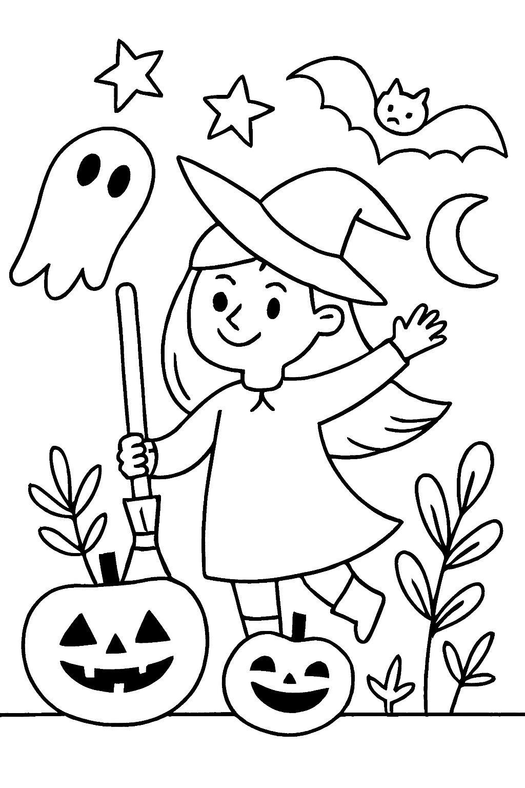 Coloriage sorcière Halloween