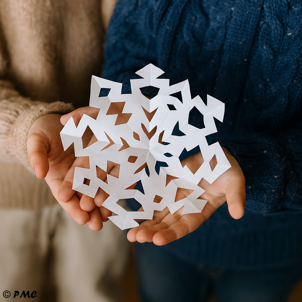 Carnet d’inspirations créatives posé sur un fond bleu pastel, entouré de crayons, pinceau, aquarelles, fleur blanche et objets décoratifs.