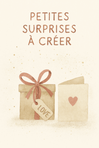 Illustration aquarelle d’une boîte cadeau avec une étiquette cœur et une carte pliée