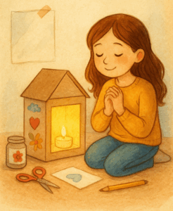 un espace intérieur, un lieu de calme et de sécurité, qu’il crée à travers le bricolage et l’imagination.